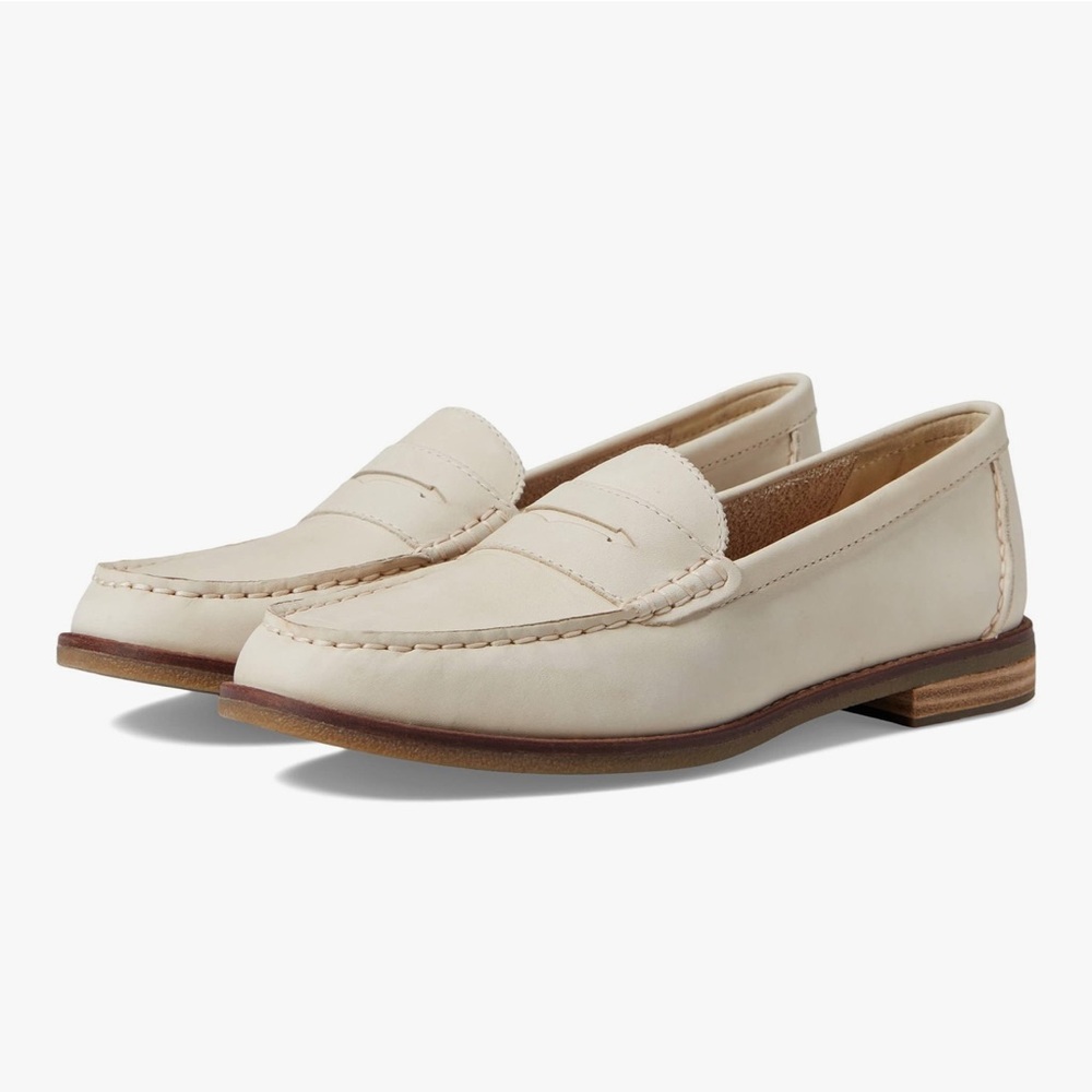 Sperry Womens Seaport Penny Loafers - Ivory Leather